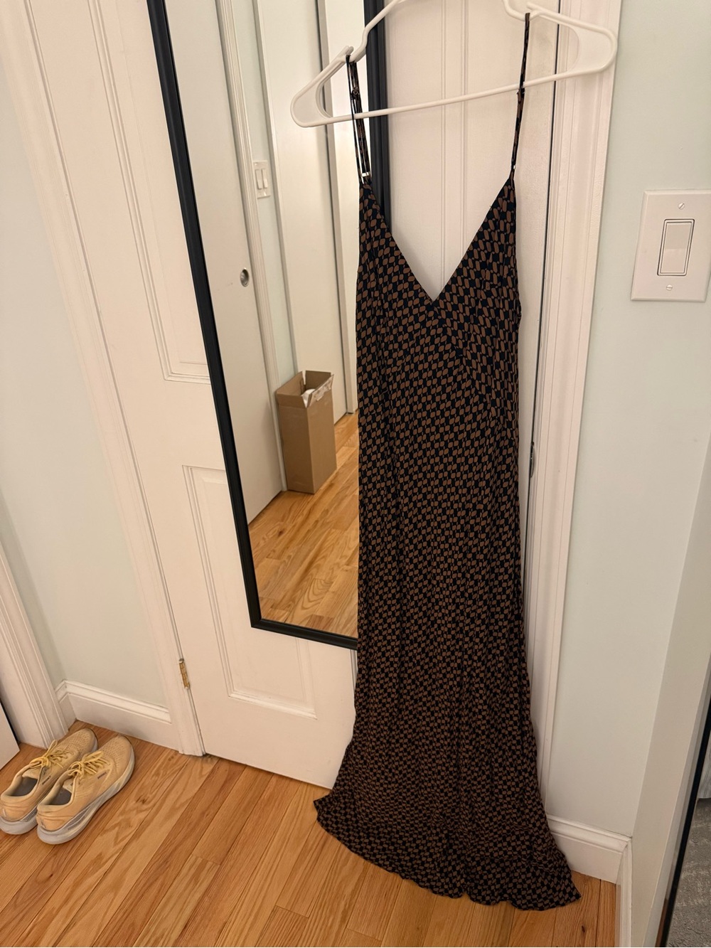 DISSH Black and Brown Printed Spaghetti-Strap Maxi Dress